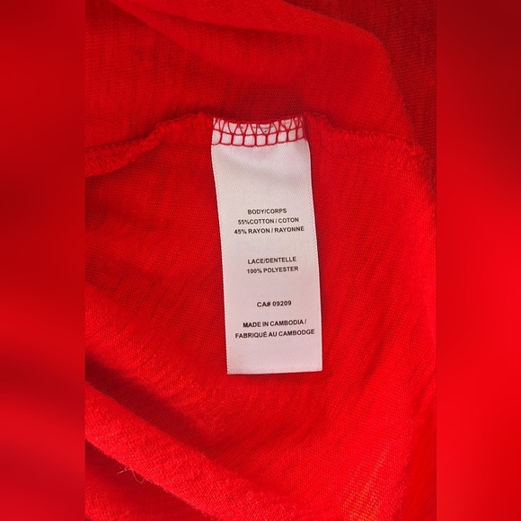 Cleo Petites Red Lace Sleeve Top XL - Picture 3 of 6